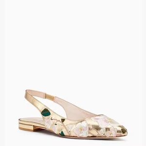 KATE SPADE BARNIE FLORAL EMBROIDERED SLINGBACK FLAT IN ROSE GOLD